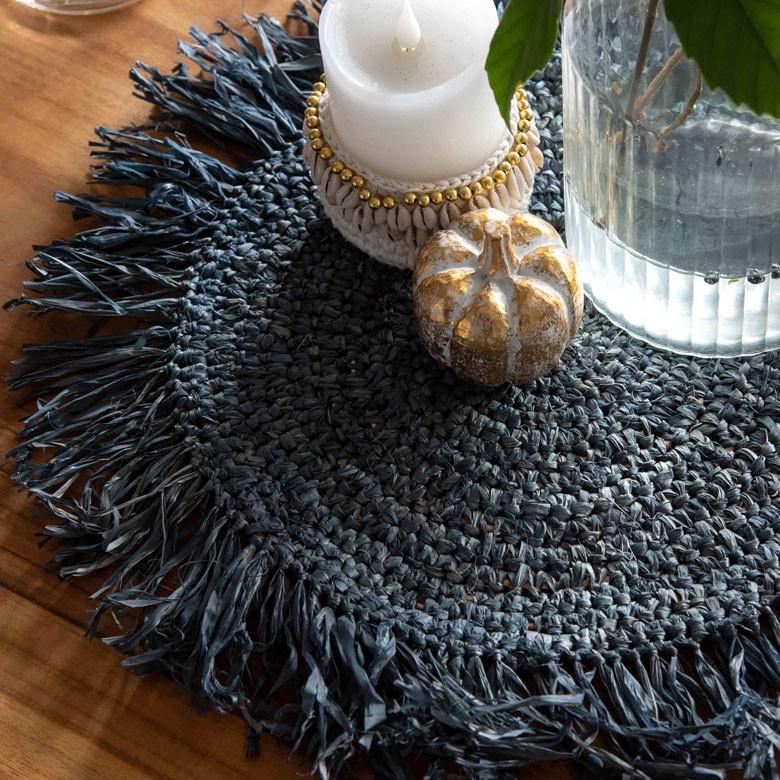 ランチョンマット ラフィア製 天然素材 円形 プレイスマット キッチン雑貨  テーブルコーディネート テーブルマット アジアン雑貨 カフェ風 13880-a | ELEMENTS（インテリア） | 08