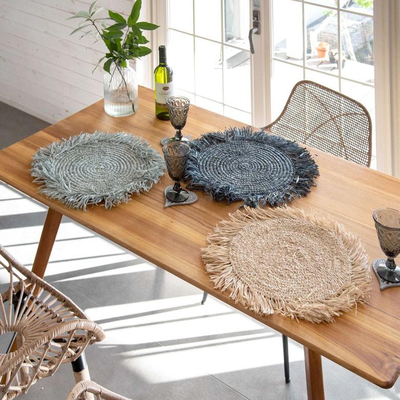 ランチョンマット ラフィア製 天然素材 円形 プレイスマット キッチン雑貨  テーブルコーディネート テーブルマット アジアン雑貨 カフェ風 13880-a | ELEMENTS（インテリア） | 10