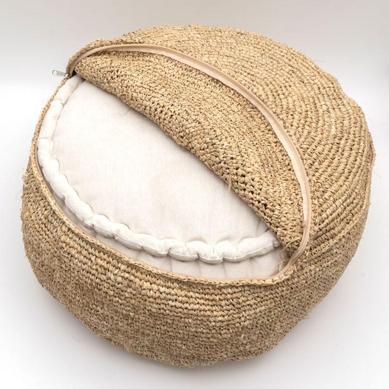 フロアクッション ラフィア クッション 座布団 ラウンド 座椅子 座イス おしゃれ 天然素材 ナチュラル 西海岸 ハワイアン コースタル ベランピング 13881 | ELEMENTS（インテリア） | 13