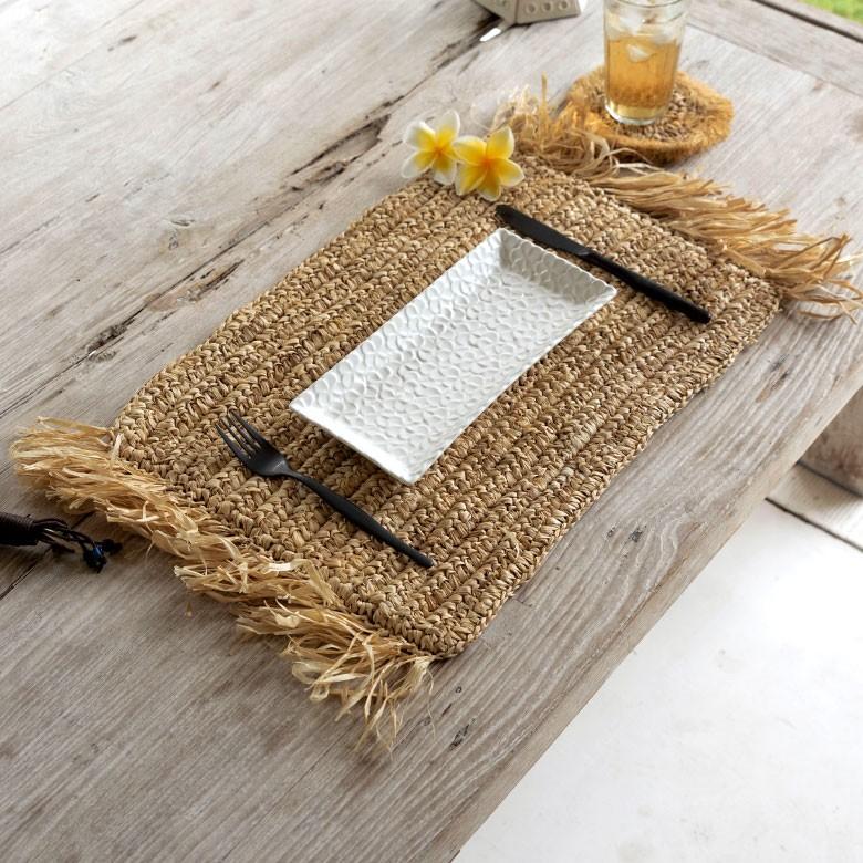 ランチョンマット ラフィア製 天然素材 長方形 プレイスマット キッチン雑貨  テーブルコーディネート テーブルマット アジアン雑貨 カフェ風 1388 | ELEMENTS（インテリア） | 14