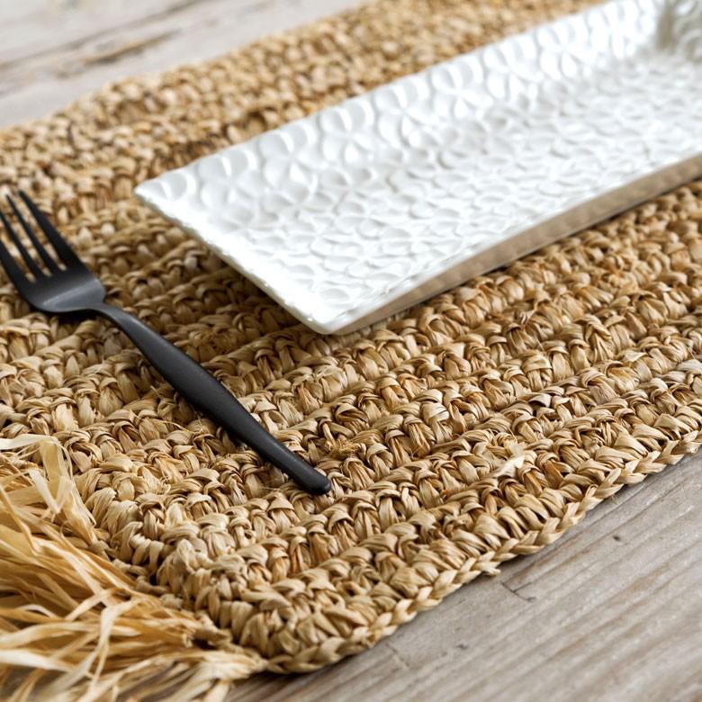 ランチョンマット ラフィア製 天然素材 長方形 プレイスマット キッチン雑貨  テーブルコーディネート テーブルマット アジアン雑貨 カフェ風 1388 | ELEMENTS（インテリア） | 18
