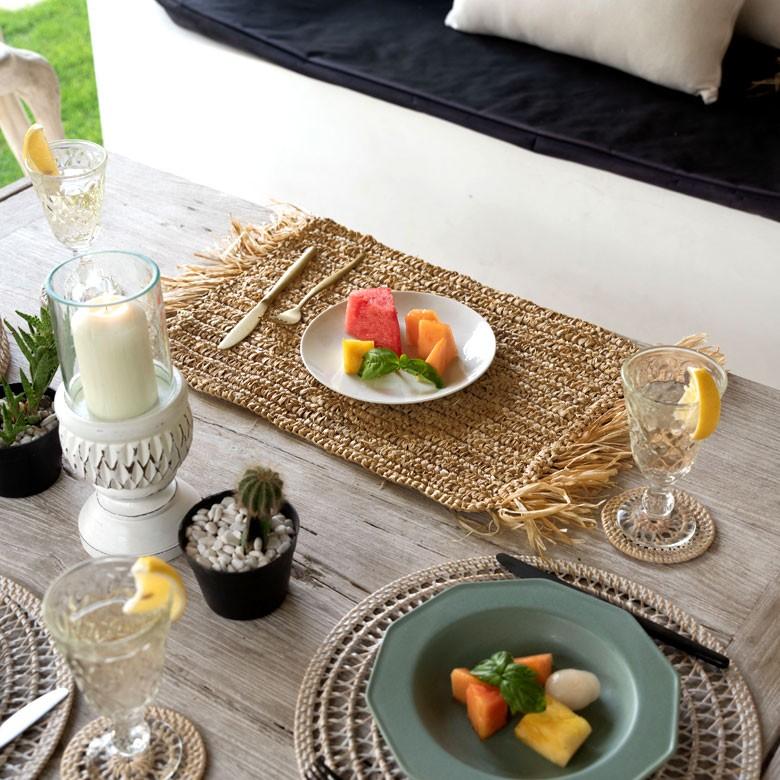 ランチョンマット ラフィア製 天然素材 長方形 プレイスマット キッチン雑貨  テーブルコーディネート テーブルマット アジアン雑貨 カフェ風 1388 | ELEMENTS（インテリア） | 07