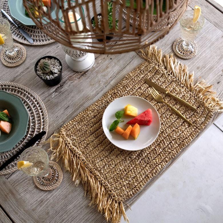 ランチョンマット ラフィア製 天然素材 長方形 プレイスマット キッチン雑貨  テーブルコーディネート テーブルマット アジアン雑貨 カフェ風 1388 | ELEMENTS（インテリア） | 09