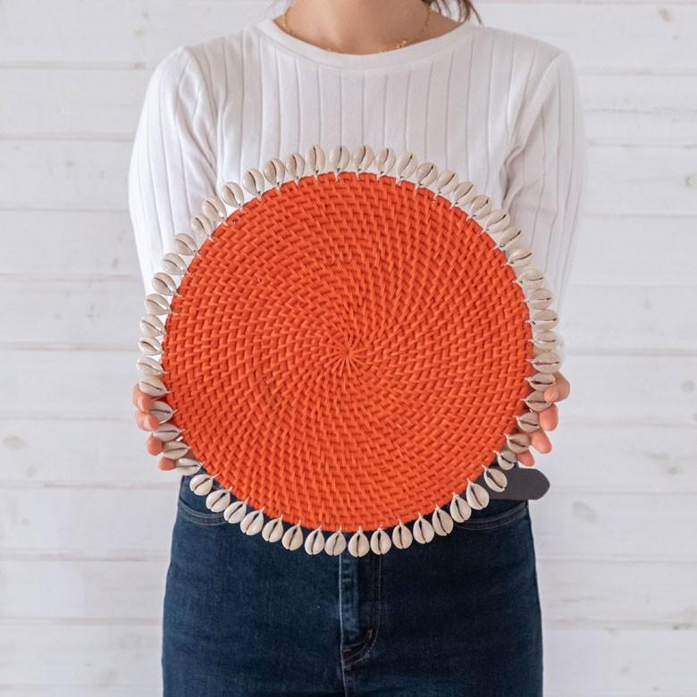 ランチョンマット ラタン ラウンド 約　W 34cm D 34cm H 0.5cm プレースマット プレイスマット シェル 貝 キッチン雑貨 ランチマット モダン ナチュラル 13894 | ELEMENTS（インテリア） | 03