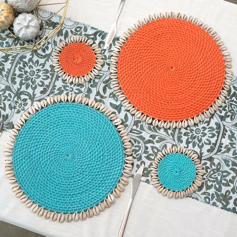 ランチョンマット ラタン ラウンド 約　W 34cm D 34cm H 0.5cm プレースマット プレイスマット シェル 貝 キッチン雑貨 ランチマット モダン ナチュラル 13894 | ELEMENTS（インテリア） | 07