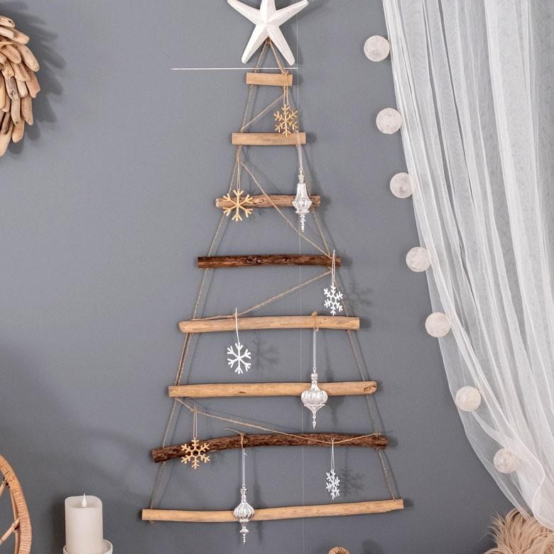 クリスマスツリー ウォールツリー 壁掛け ウォールデコレーション ツリー 流木 オブジェ クリスマス  壁面 約 H 55 × D 3 × W 105 木製  木 おしゃれ 13895 | ELEMENTS（インテリア） | 13