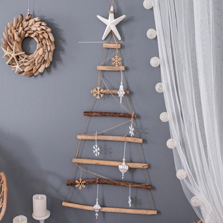 クリスマスツリー ウォールツリー 壁掛け ウォールデコレーション ツリー 流木 オブジェ クリスマス  壁面 約 H 55 × D 3 × W 105 木製  木 おしゃれ 13895 | ELEMENTS（インテリア） | 06