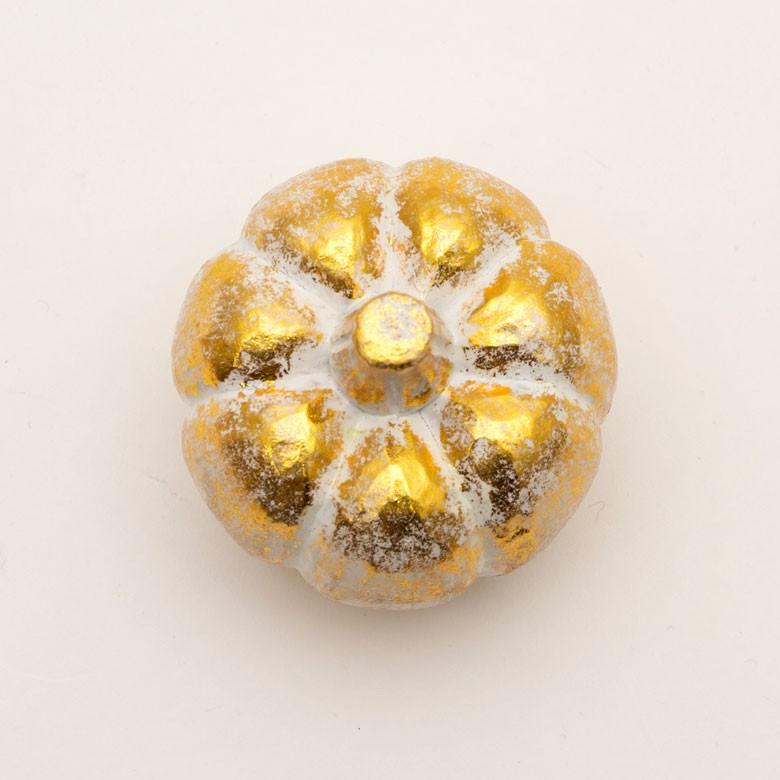 オブジェ ウッド 木製 木彫り 天然木 パンプキン かぼちゃ 野菜 シルバー ゴールド W 7.5cm D 7.5cm H 8cm  置物 バリ ハロウィン クリスマス 13899 | ELEMENTS（インテリア） | 13