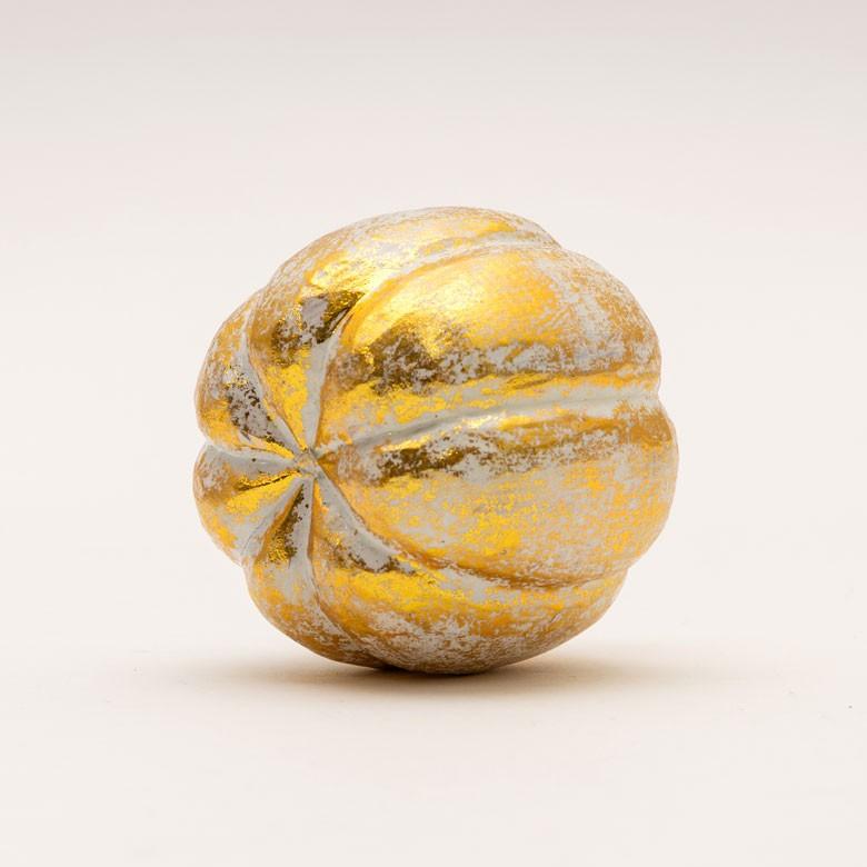 オブジェ ウッド 木製 木彫り 天然木 パンプキン かぼちゃ 野菜 シルバー ゴールド W 7.5cm D 7.5cm H 8cm  置物 バリ ハロウィン クリスマス 13899 | ELEMENTS（インテリア） | 14