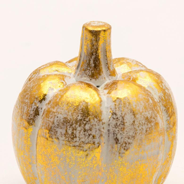オブジェ ウッド 木製 木彫り 天然木 パンプキン かぼちゃ 野菜 シルバー ゴールド W 7.5cm D 7.5cm H 8cm  置物 バリ ハロウィン クリスマス 13899 | ELEMENTS（インテリア） | 02