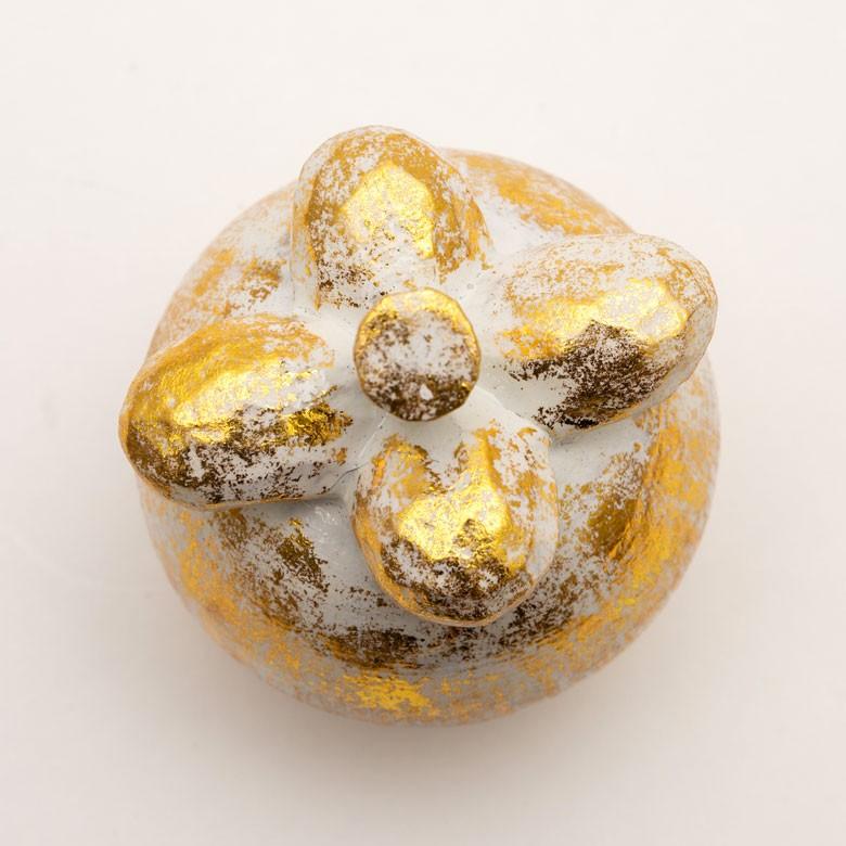 オブジェ ウッド 木製 木彫り 天然木 マンゴスチン フルーツ 果物 シルバー ゴールド W 6.5cm D 6.5cm H 8cm  置物 バリ ハロウィン クリスマス 13900 | ELEMENTS（インテリア） | 14