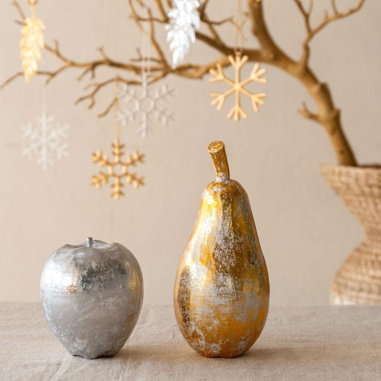 年間定番 オブジェ ウッド 木製 木彫り ペアー 洋ナシ 洋梨 フルーツ 果物 シルバー ゴールド W 6 5cm D H 15cm 置物 バリ ハロウィン クリスマス Microsoftwaypoint Com