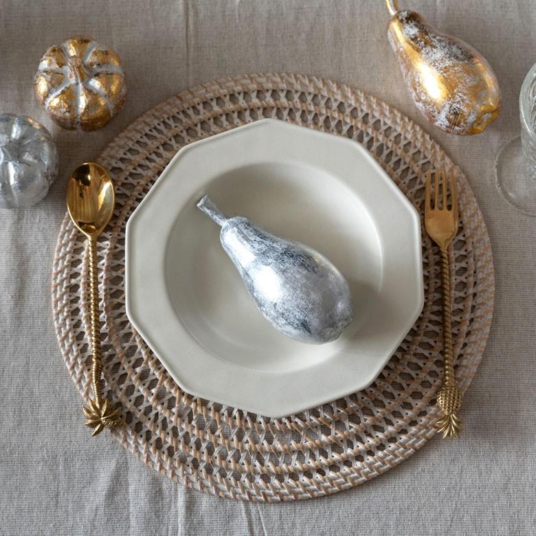 オブジェ ウッド 木製 木彫り ペアー 洋ナシ 洋梨 フルーツ 果物 シルバー ゴールド W 6.5cm D 6.5cm H 15cm  置物 バリ ハロウィン クリスマス 13902 | ELEMENTS（インテリア） | 04