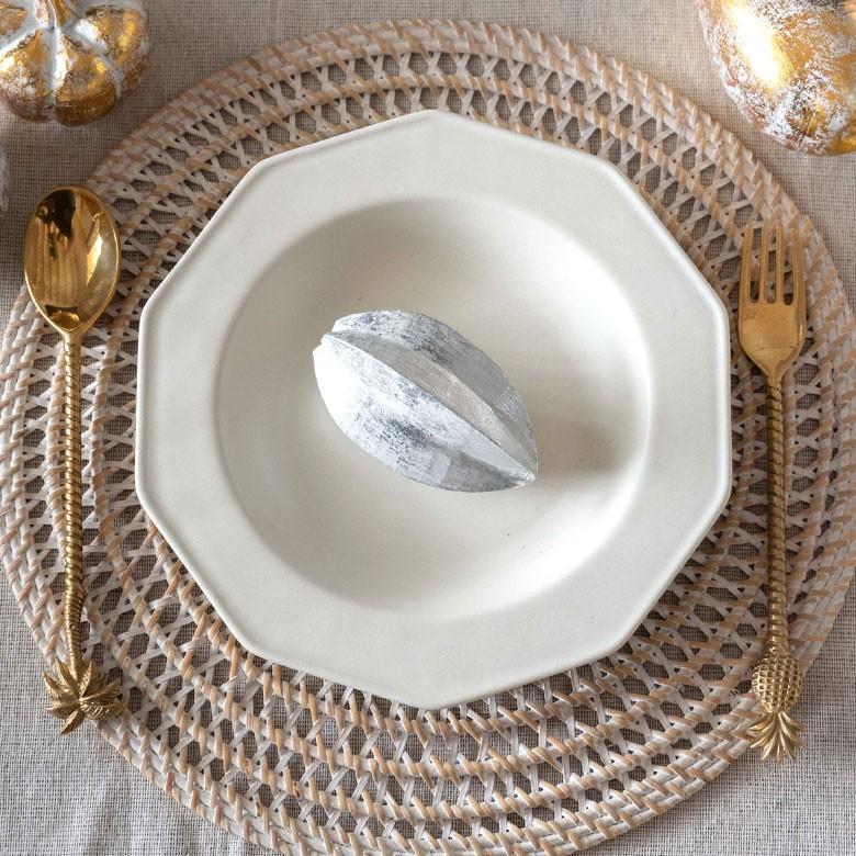 オブジェ ウッド 木製 木彫り 天然木 スターフルーツ フルーツ 果物 シルバー ゴールド W 10cm D 6cm H 6cm  置物 バリ ハロウィン クリスマス 13903 | ELEMENTS（インテリア） | 10