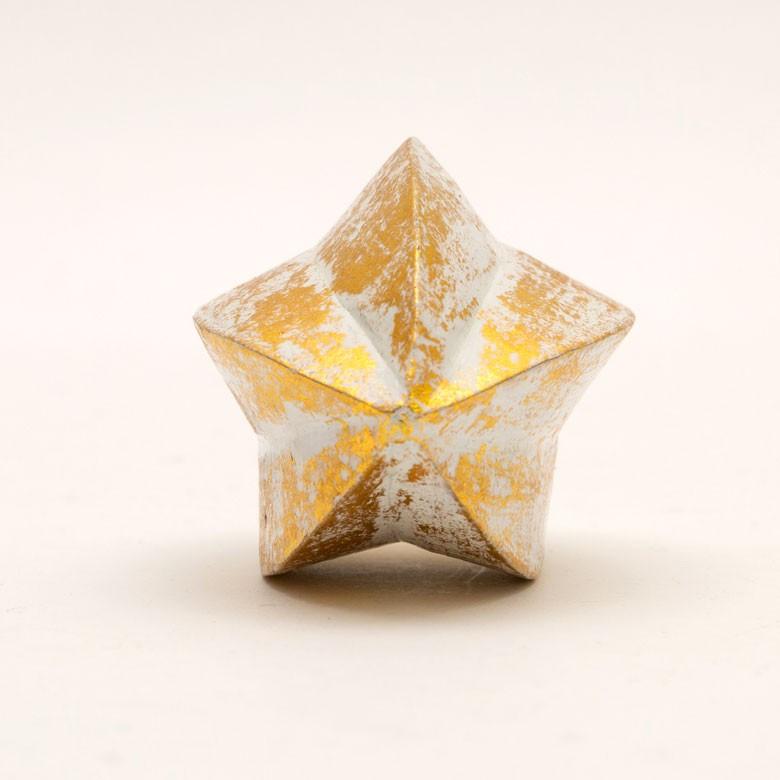 オブジェ ウッド 木製 木彫り 天然木 スターフルーツ フルーツ 果物 シルバー ゴールド W 10cm D 6cm H 6cm  置物 バリ ハロウィン クリスマス 13903 | ELEMENTS（インテリア） | 13