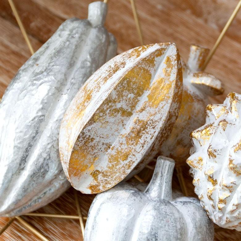 オブジェ ウッド 木製 木彫り 天然木 スターフルーツ フルーツ 果物 シルバー ゴールド W 10cm D 6cm H 6cm  置物 バリ ハロウィン クリスマス 13903 | ELEMENTS（インテリア） | 09