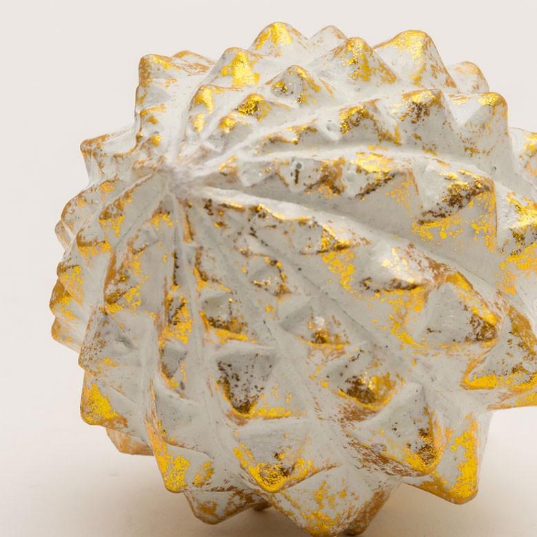 オブジェ ウッド 木製 木彫り 天然木 ドリアン 野菜 シルバー 銀 ゴールド 金 W 10cm D 8.5cm H 8.5cm  置物 インドネシア バリ ハロウィン クリスマス 13904 | ELEMENTS（インテリア） | 13