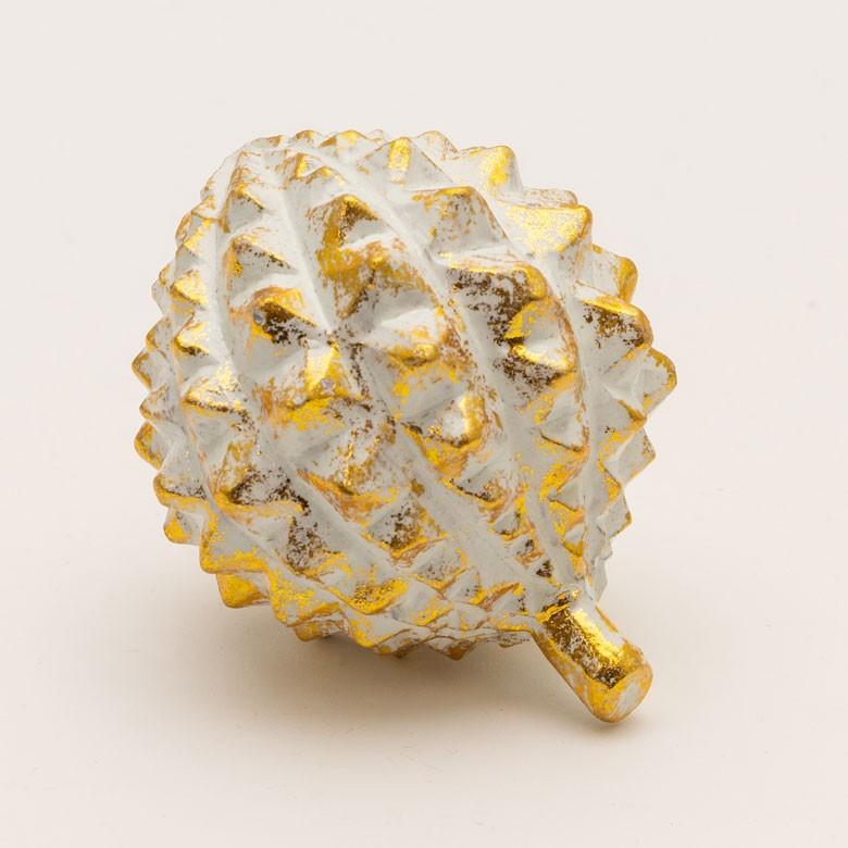 オブジェ ウッド 木製 木彫り 天然木 ドリアン 野菜 シルバー 銀 ゴールド 金 W 10cm D 8.5cm H 8.5cm  置物 インドネシア バリ ハロウィン クリスマス 13904 | ELEMENTS（インテリア） | 14