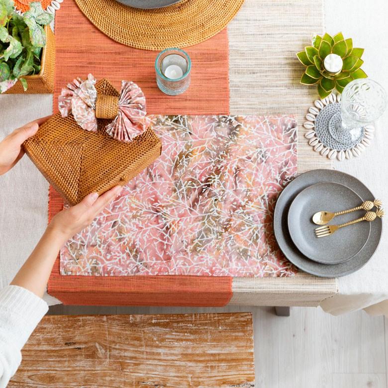 ランチョンマット バティック 布 さらさ 更紗 インドネシア バリ島 約33×46 手染め ろうけつ染め マルチクロス タペストリー 可愛い 13906 | ブランド登録なし | 21