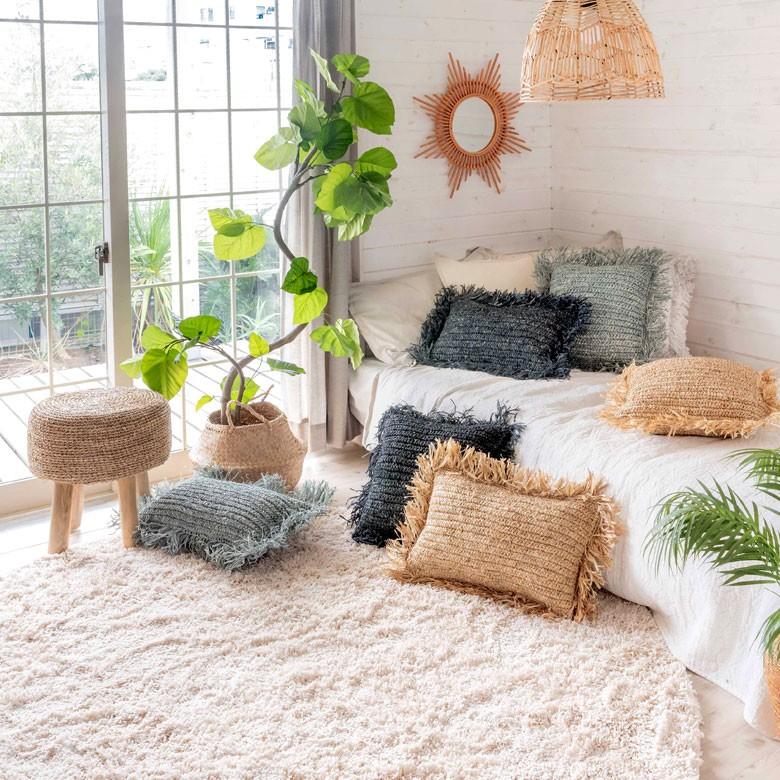 スツール 椅子 イス 天然素材 ラフィア サイド テーブル おしゃれ  かわいい オットマン ナチュラル ウッド ディスプレイ 西海岸 ハワイアン コースタル 13918 | ELEMENTS（インテリア） | 10