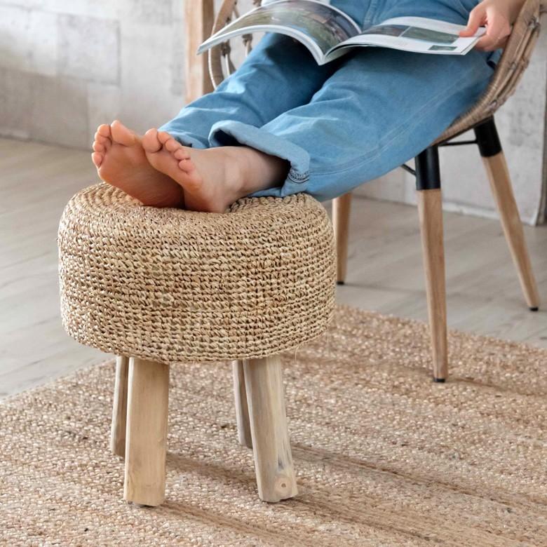 スツール 椅子 イス 天然素材 ラフィア サイド テーブル おしゃれ  かわいい オットマン ナチュラル ウッド ディスプレイ 西海岸 ハワイアン コースタル 13918 | ELEMENTS（インテリア） | 11