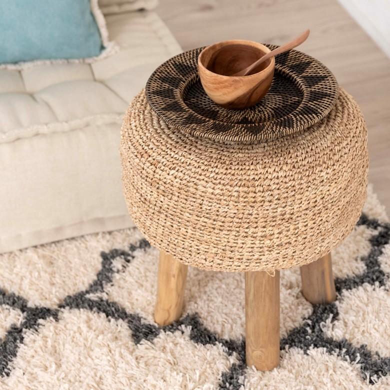 スツール 椅子 イス 天然素材 ラフィア サイド テーブル おしゃれ  かわいい オットマン ナチュラル ウッド ディスプレイ 西海岸 ハワイアン コースタル 13918 | ELEMENTS（インテリア） | 14