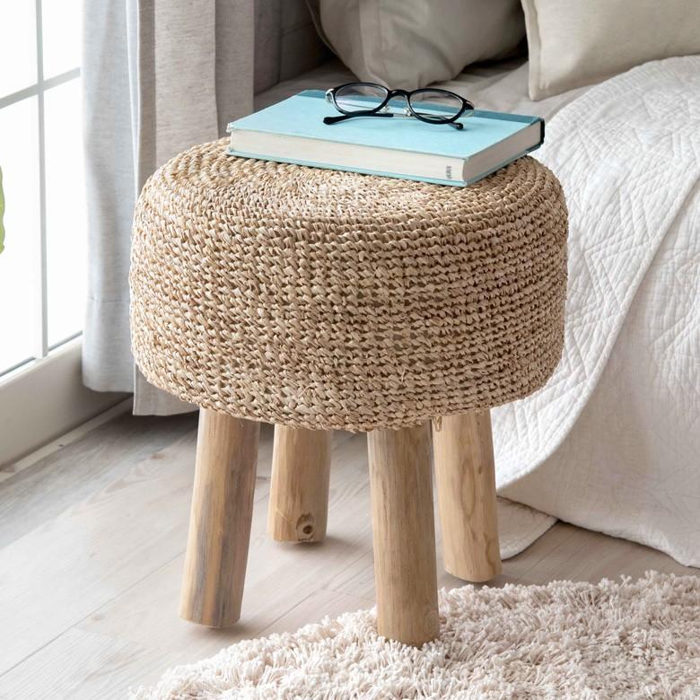 スツール 椅子 イス 天然素材 ラフィア サイド テーブル おしゃれ  かわいい オットマン ナチュラル ウッド ディスプレイ 西海岸 ハワイアン コースタル 13918 | ELEMENTS（インテリア） | 17