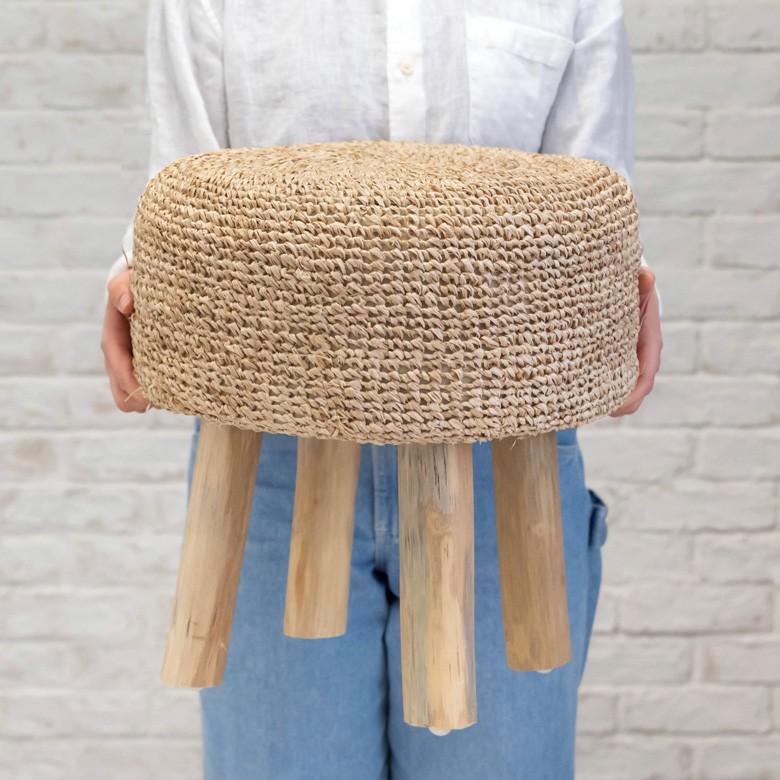 スツール 椅子 イス 天然素材 ラフィア サイド テーブル おしゃれ  かわいい オットマン ナチュラル ウッド ディスプレイ 西海岸 ハワイアン コースタル 13918 | ELEMENTS（インテリア） | 04
