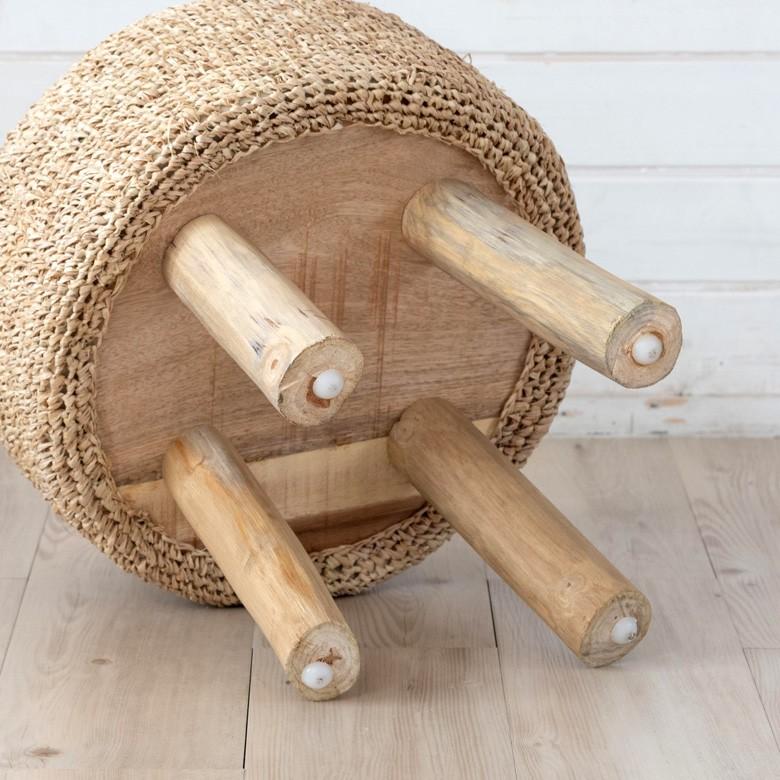 スツール 椅子 イス 天然素材 ラフィア サイド テーブル おしゃれ  かわいい オットマン ナチュラル ウッド ディスプレイ 西海岸 ハワイアン コースタル 13918 | ELEMENTS（インテリア） | 05