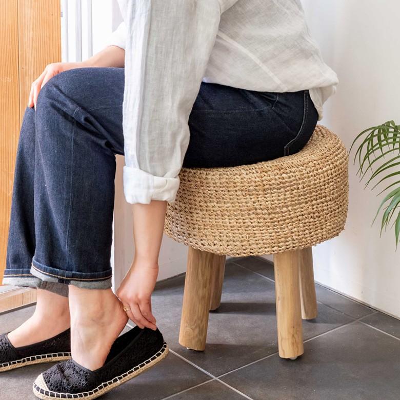 スツール 椅子 イス 天然素材 ラフィア サイド テーブル おしゃれ  かわいい オットマン ナチュラル ウッド ディスプレイ 西海岸 ハワイアン コースタル 13918 | ELEMENTS（インテリア） | 08