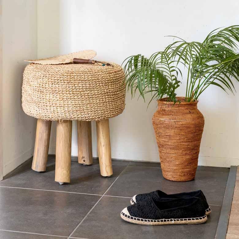 スツール 椅子 イス 天然素材 ラフィア サイド テーブル おしゃれ  かわいい オットマン ナチュラル ウッド ディスプレイ 西海岸 ハワイアン コースタル 13918 | ELEMENTS（インテリア） | 09