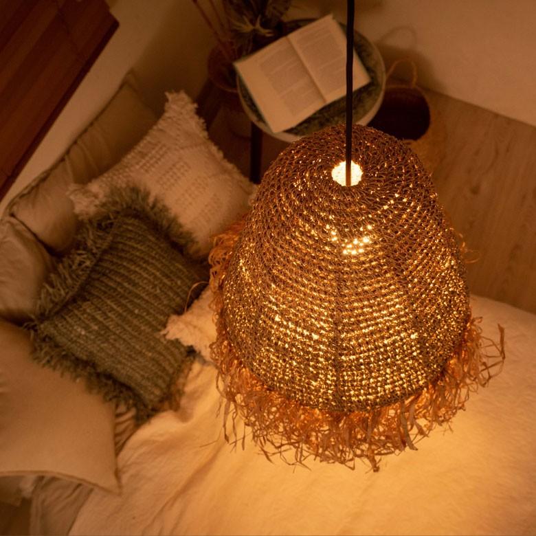 ペンダントランプ ランプ シェード シェイド ラフィア 口金26 60W LED 径40cm 高さ60cm  天井照明 インテリア照明 照明 吊り下げ 和モダン おしゃれ 南国 13919 | ELEMENTS（インテリア） | 03