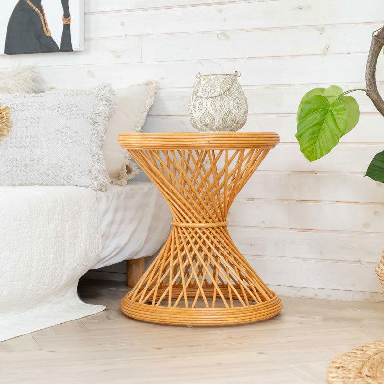 サイドテーブル ラタン コーヒーテーブル ナイトテーブル  ガラス 籐 ソファーサイド W 45cm D 45cm H 50cm 北欧 リゾート ナチュラル 13923 |  | 07