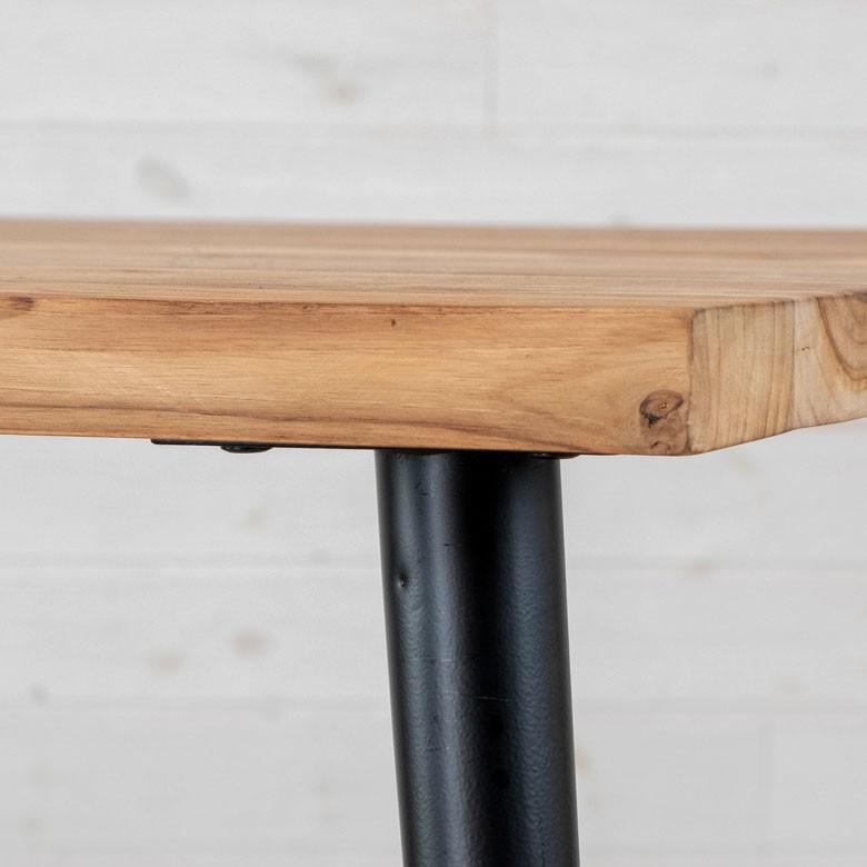 ダイニングテーブル リビングテーブル 4人掛け アイアン脚 テーブル チーク 無垢材 カフェ風 ヴィンテージ風 リサイクル 古材 リゾート 北欧 おしゃれ 13926 | ブランド登録なし | 13