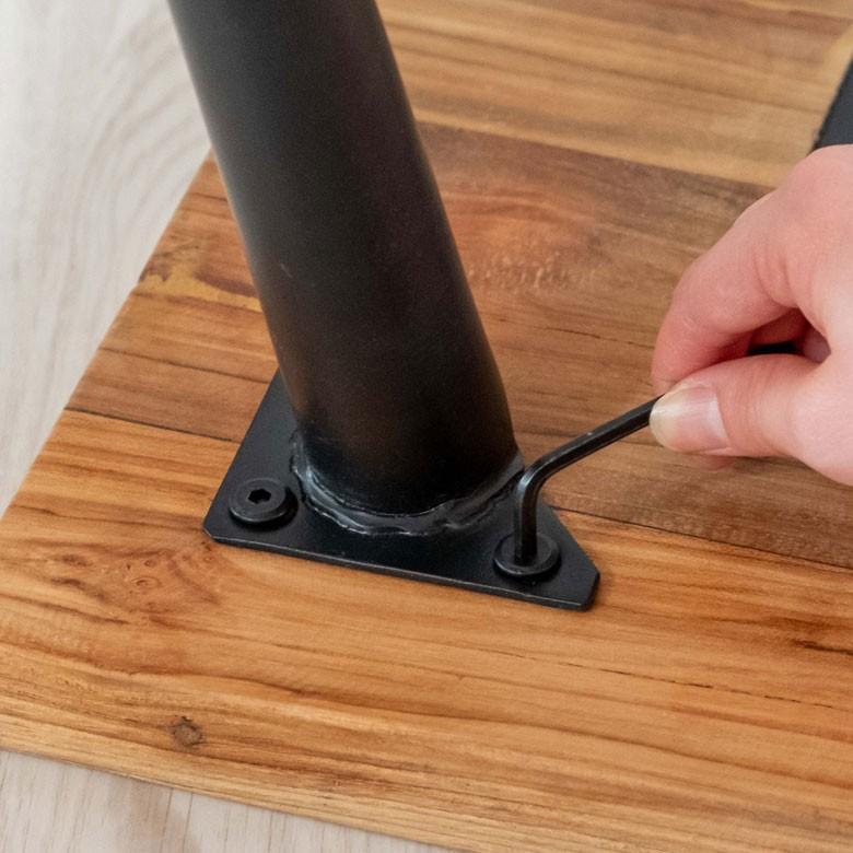 ダイニングテーブル リビングテーブル 4人掛け アイアン脚 テーブル チーク 無垢材 カフェ風 ヴィンテージ風 リサイクル 古材 リゾート 北欧 おしゃれ 13926 | ブランド登録なし | 14