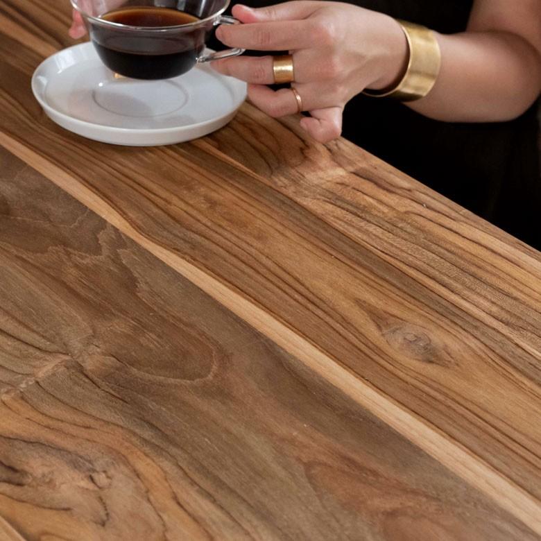 ダイニングテーブル リビングテーブル 4人掛け アイアン脚 テーブル チーク 無垢材 カフェ風 ヴィンテージ風 リサイクル 古材 リゾート 北欧 おしゃれ 13926 | ブランド登録なし | 06