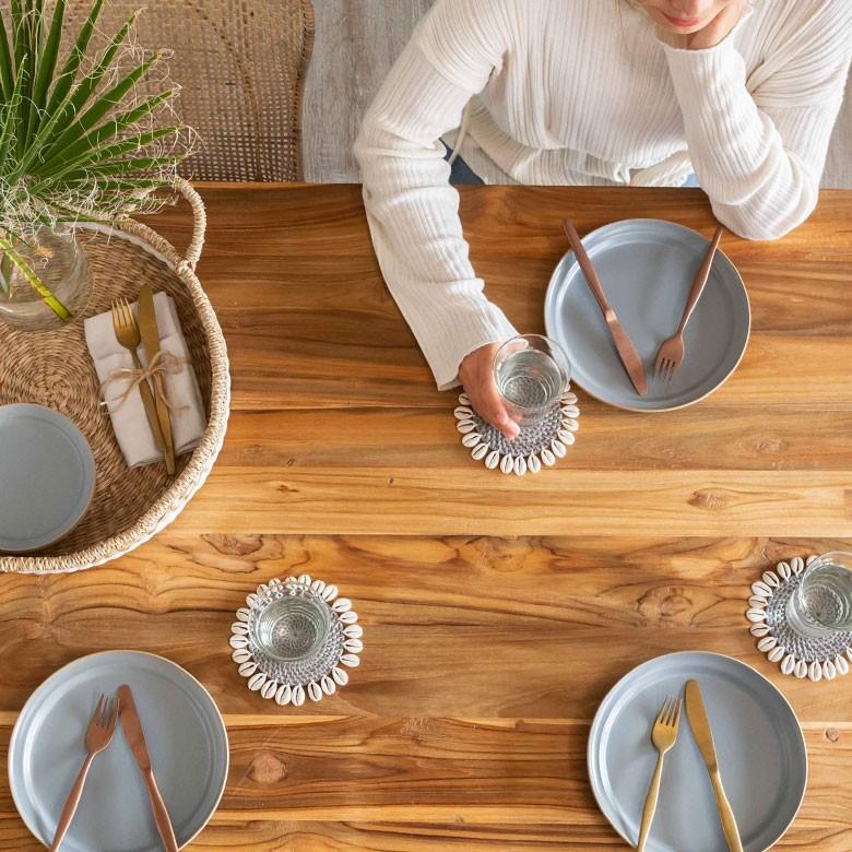 ダイニングテーブル リビングテーブル 4人掛け アイアン脚 テーブル チーク 無垢材 カフェ風 ヴィンテージ風 リサイクル 古材 リゾート 北欧 おしゃれ 13926 | ブランド登録なし | 08