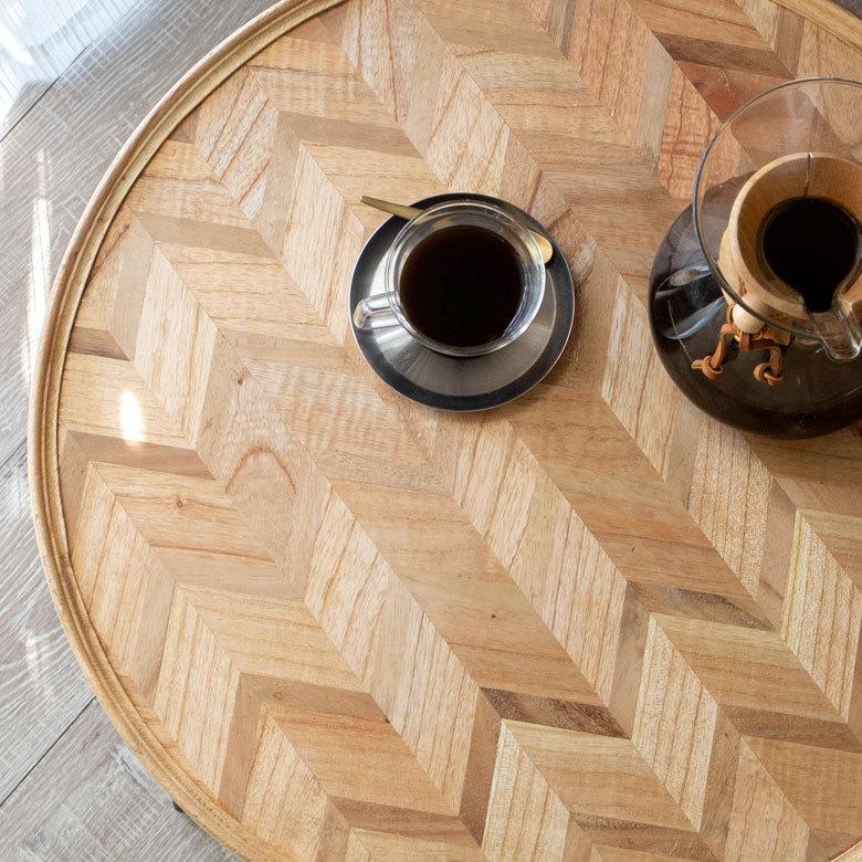 ローテーブル ラウンド 円 丸  コーヒーテーブル 直径約60cm ヘリンボーン ヴィンテージ風 無垢 シンプル 北欧 13929 | ブランド登録なし | 04