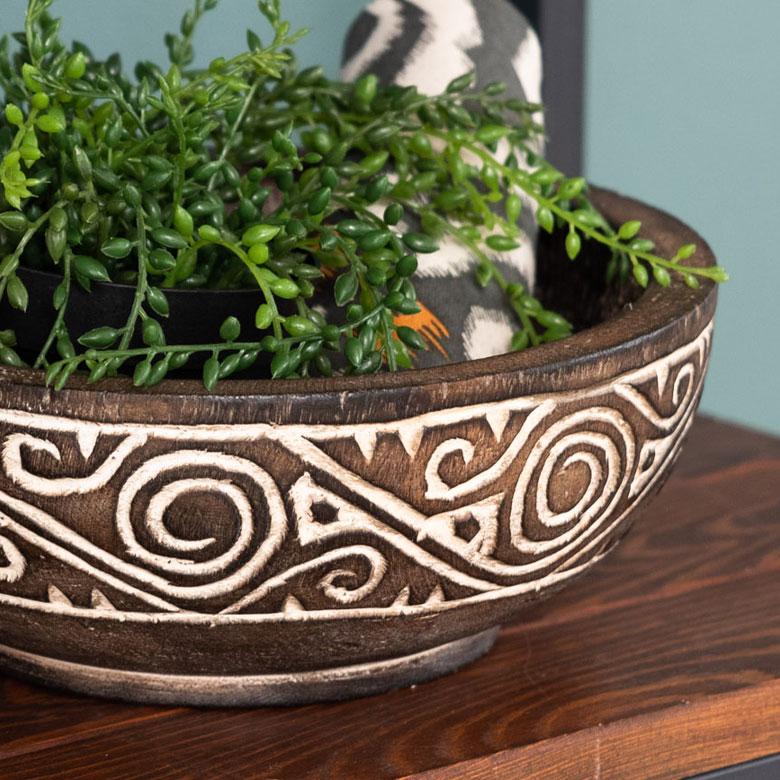 ボウル デコレーション トレー トレイ 木製 ウッド スンバ ハンドメイド オブジェ 木彫り 彫刻 カービング 鉢 果物 収納 ボヘミアン アジアン雑貨 13939 | ブランド登録なし | 11