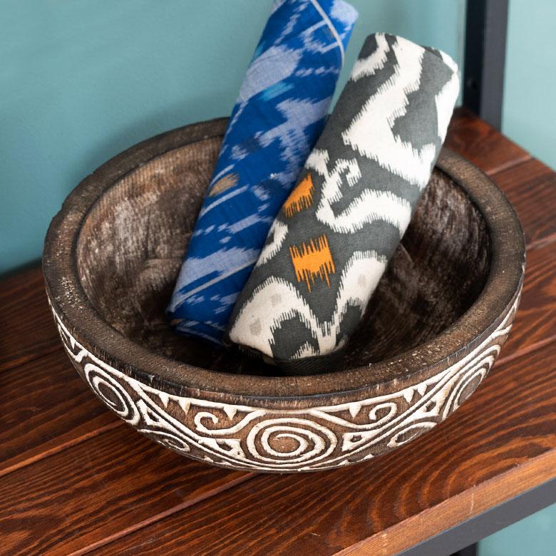 ボウル デコレーション トレー トレイ 木製 ウッド スンバ ハンドメイド オブジェ 木彫り 彫刻 カービング 鉢 果物 収納 ボヘミアン アジアン雑貨 13939 | ブランド登録なし | 12