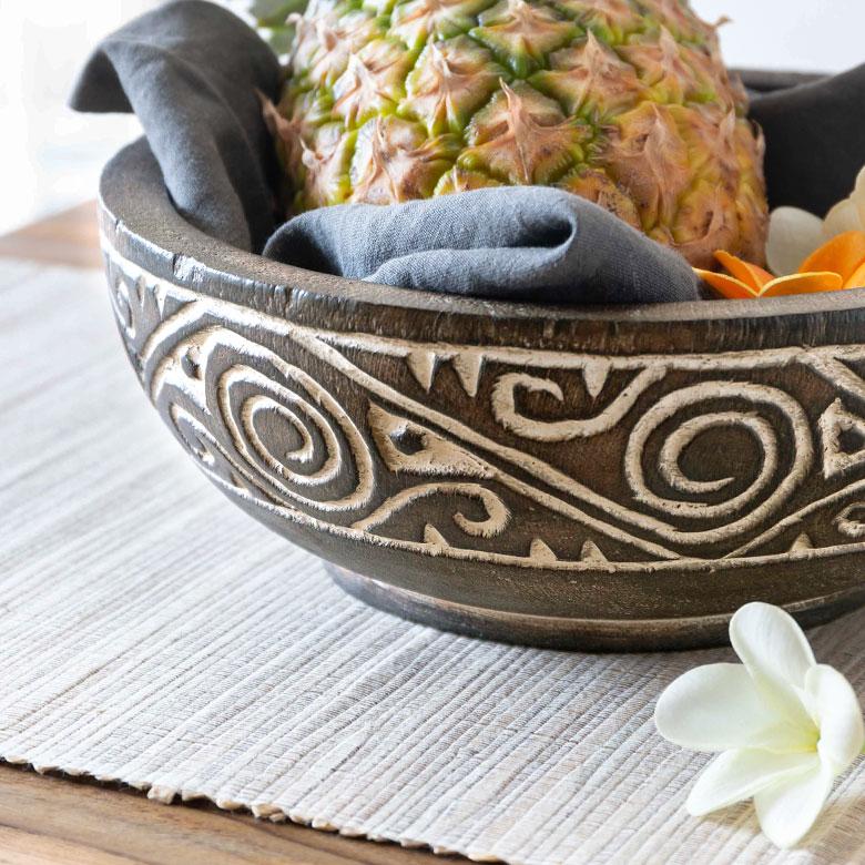 ボウル デコレーション トレー トレイ 木製 ウッド スンバ ハンドメイド オブジェ 木彫り 彫刻 カービング 鉢 果物 収納 ボヘミアン アジアン雑貨 13939 | ブランド登録なし | 14