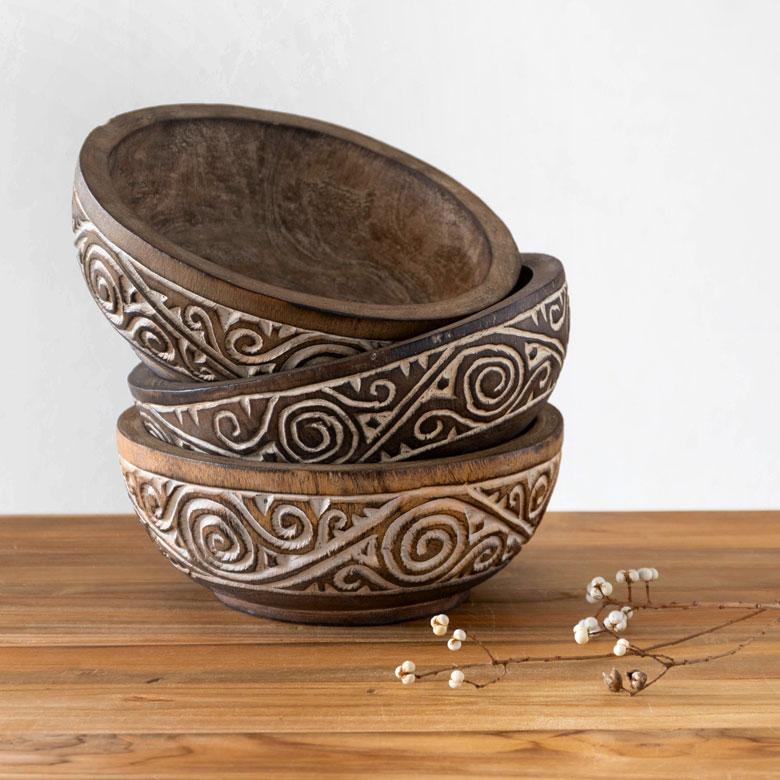 ボウル デコレーション トレー トレイ 木製 ウッド スンバ ハンドメイド オブジェ 木彫り 彫刻 カービング 鉢 果物 収納 ボヘミアン アジアン雑貨 13939 | ブランド登録なし | 03