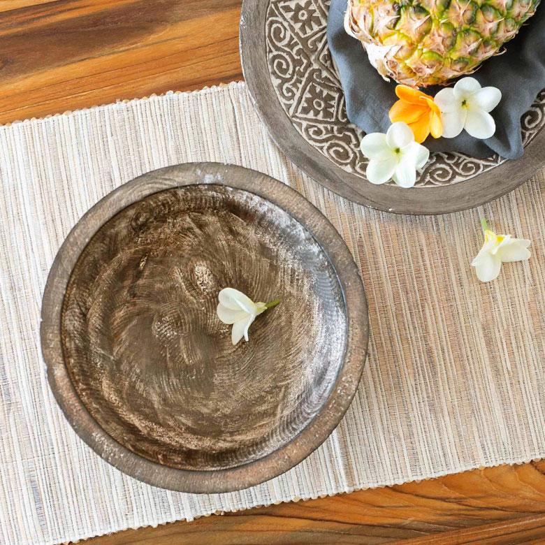 ボウル デコレーション トレー トレイ 木製 ウッド スンバ ハンドメイド オブジェ 木彫り 彫刻 カービング 鉢 果物 収納 ボヘミアン アジアン雑貨 13939 | ブランド登録なし | 05