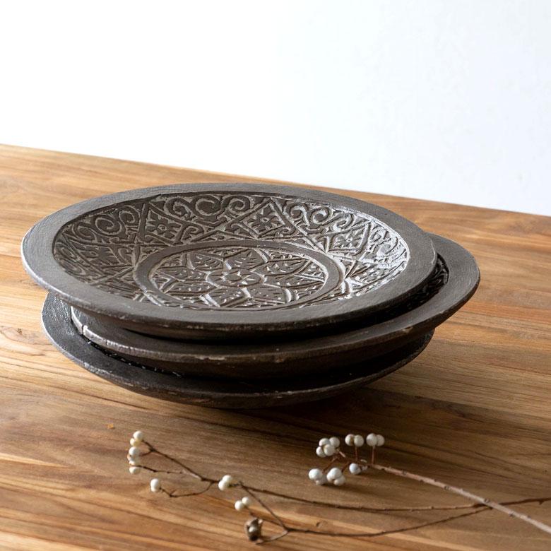 ボウル デコレーション トレー トレイ プレート 木 ウッド スンバ ハンドメイド オブジェ 木彫り 彫刻 カービング 鉢 果物 収納 ボヘミアン アジアン雑貨 13941 | ブランド登録なし | 03