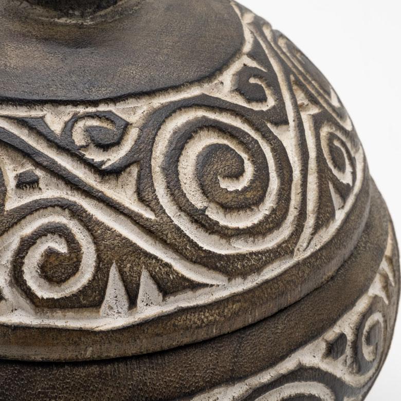 小物入れ デコレーション ポット 木製 ウッド スンバ ハンドメイド オブジェ 木彫り 彫刻 カービング 収納 雑貨入れ ボヘミアン アジアン雑貨 13942 | ブランド登録なし | 01