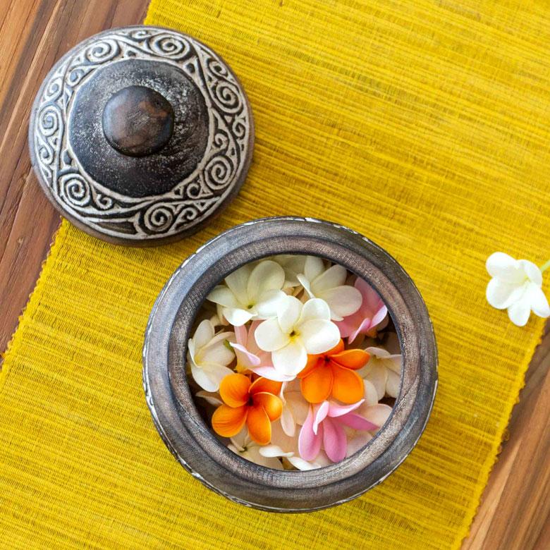 小物入れ デコレーション ポット 木製 ウッド スンバ ハンドメイド オブジェ 木彫り 彫刻 カービング 収納 雑貨入れ ボヘミアン アジアン雑貨 13942 | ブランド登録なし | 11