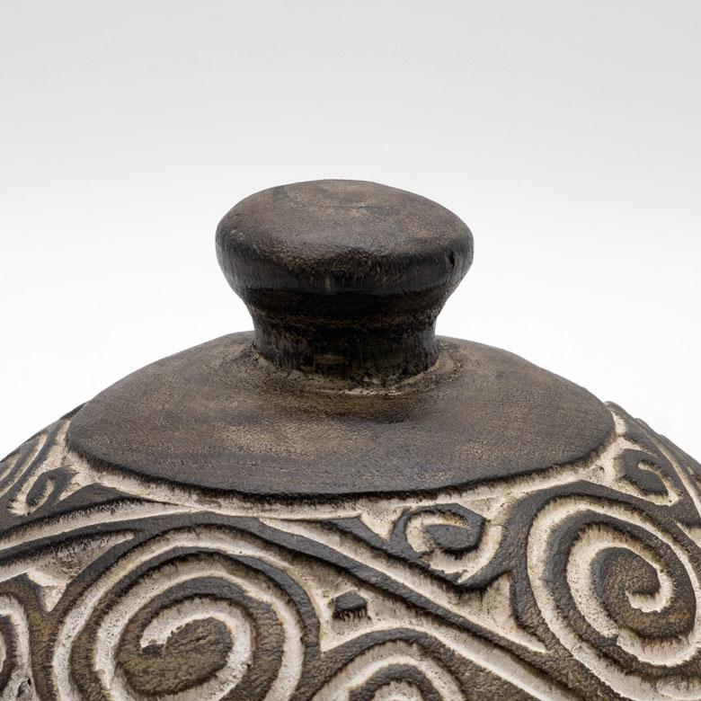 小物入れ デコレーション ポット 木製 ウッド スンバ ハンドメイド オブジェ 木彫り 彫刻 カービング 収納 雑貨入れ ボヘミアン アジアン雑貨 13942 | ブランド登録なし | 12