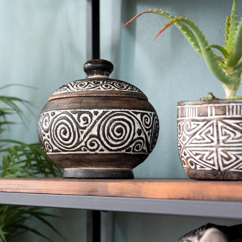 小物入れ デコレーション ポット 木製 ウッド スンバ ハンドメイド
