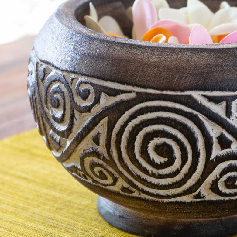 小物入れ デコレーション ポット 木製 ウッド スンバ ハンドメイド オブジェ 木彫り 彫刻 カービング 収納 雑貨入れ ボヘミアン アジアン雑貨 13942 | ブランド登録なし | 14