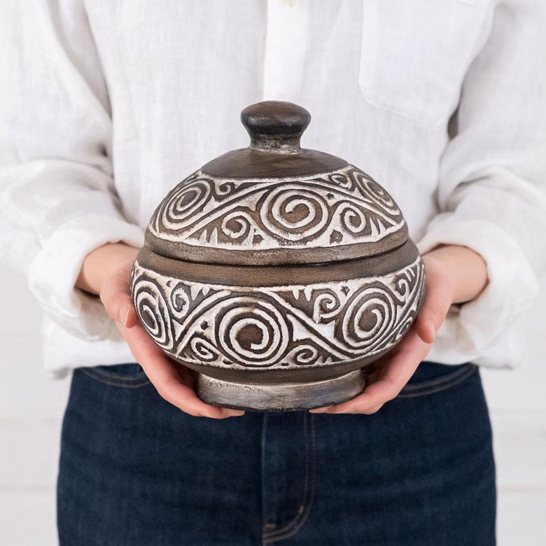 小物入れ デコレーション ポット 木製 ウッド スンバ ハンドメイド